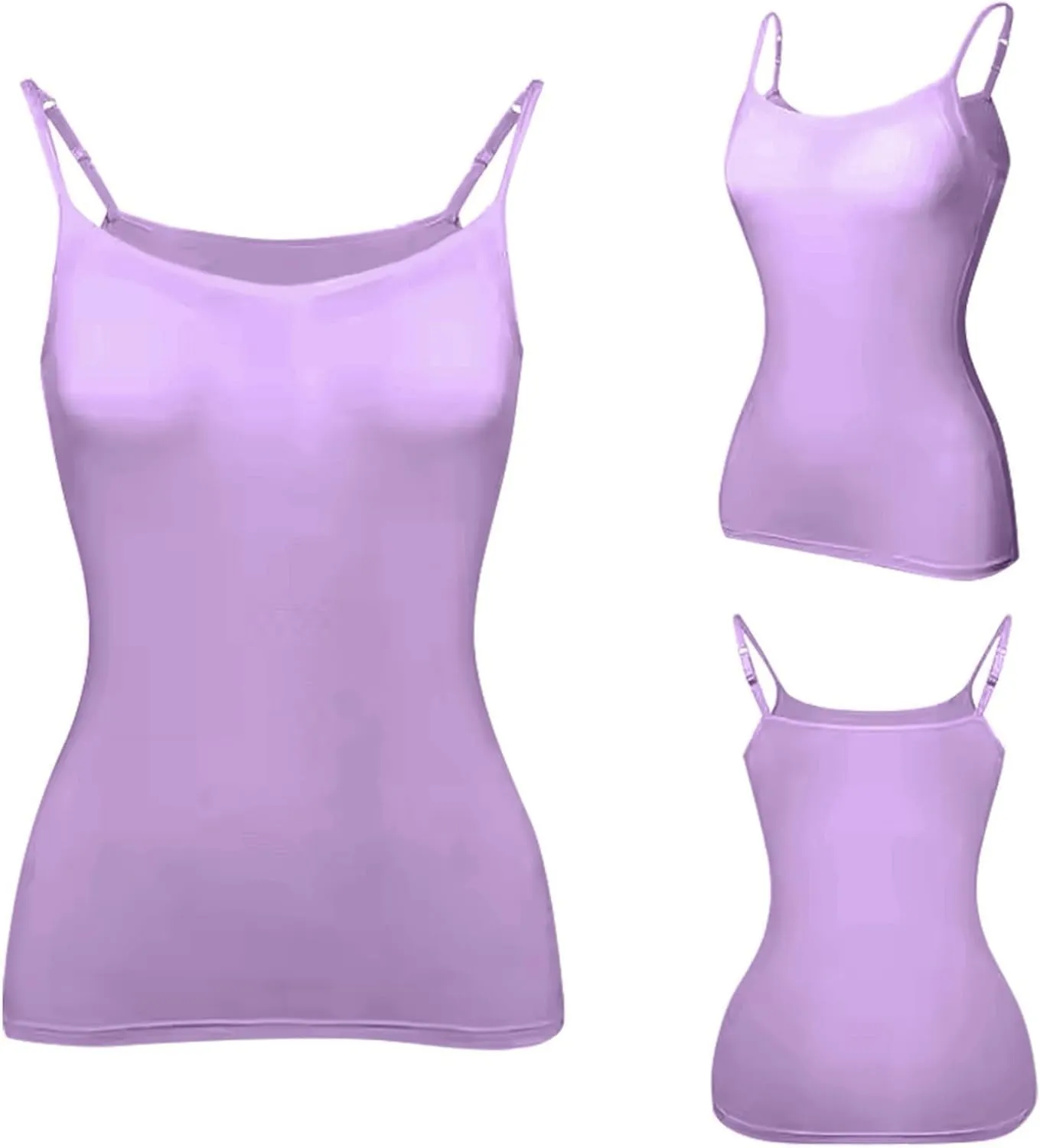 Womens Tank Tops with Built in Bra Going Out Tanks Summer Casual Oversized Soft Solid Layer Camis 2 Pack