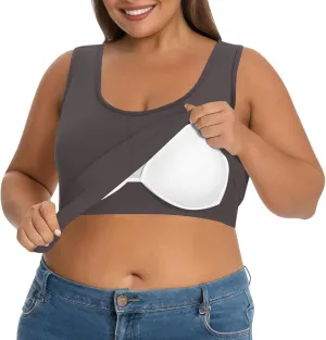 Womens Tank Tops with Built in Bra Plus Size Padded Camisole Shelf Bra Workout Yoga Shirt Casual Cotton Undershirt