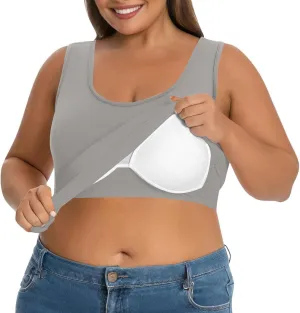 Womens Tank Tops with Built in Bra Plus Size Padded Camisole Shelf Bra Workout Yoga Shirt Casual Cotton Undershirt