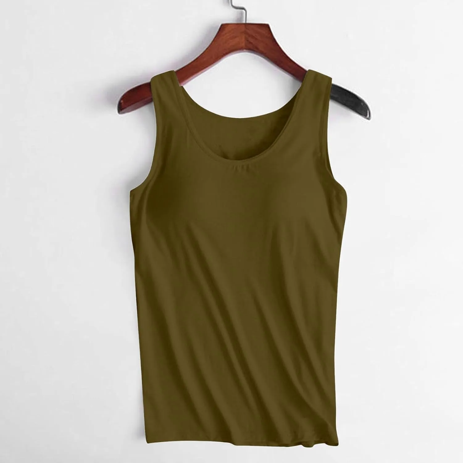 Womens Tank Tops with Built in Bra Plus Size Padded Camisole Shelf Bra Workout Yoga Shirt Casual Cotton Undershirt