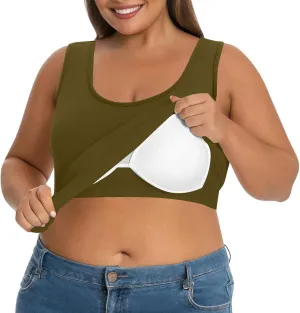 Womens Tank Tops with Built in Bra Plus Size Padded Camisole Shelf Bra Workout Yoga Shirt Casual Cotton Undershirt