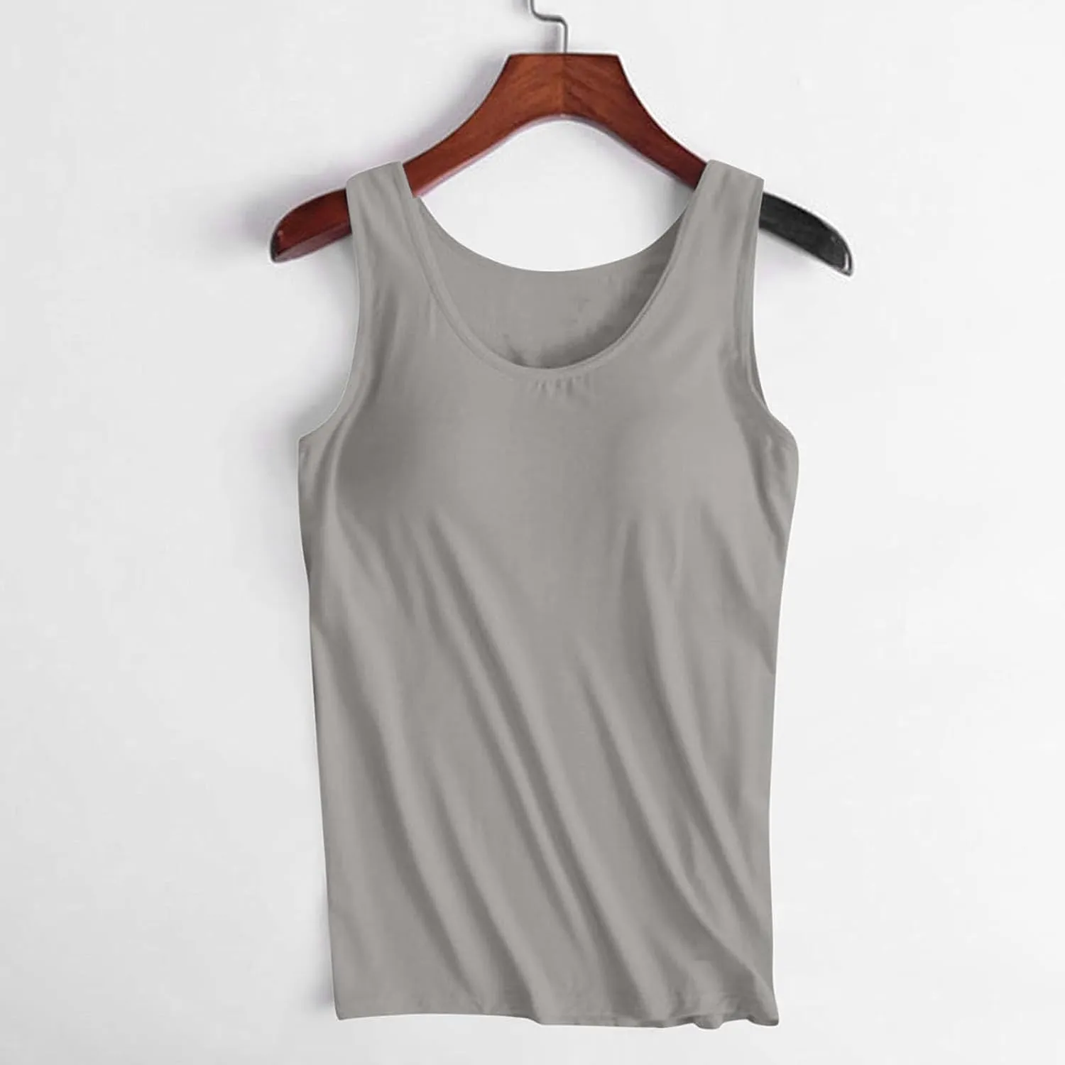 Womens Tank Tops with Built in Bra Plus Size Padded Camisole Shelf Bra Workout Yoga Shirt Casual Cotton Undershirt