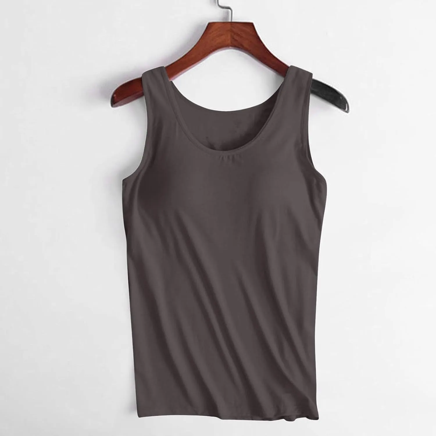 Womens Tank Tops with Built in Bra Plus Size Padded Camisole Shelf Bra Workout Yoga Shirt Casual Cotton Undershirt