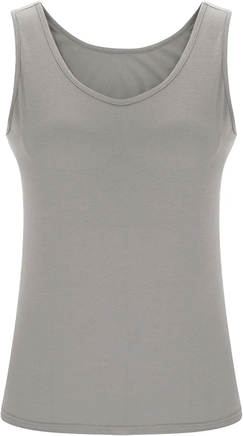 Womens Tank Tops with Built in Bra Plus Size Padded Camisole Shelf Bra Workout Yoga Shirt Casual Cotton Undershirt