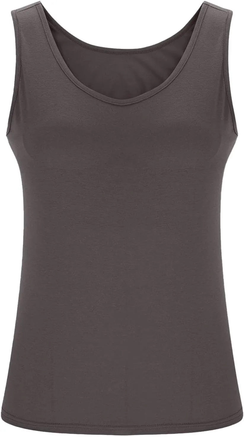 Womens Tank Tops with Built in Bra Plus Size Padded Camisole Shelf Bra Workout Yoga Shirt Casual Cotton Undershirt