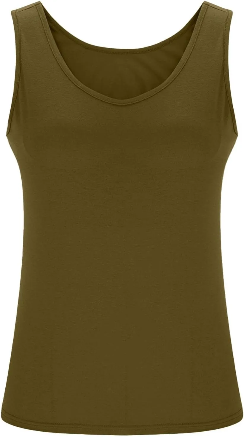 Womens Tank Tops with Built in Bra Plus Size Padded Camisole Shelf Bra Workout Yoga Shirt Casual Cotton Undershirt