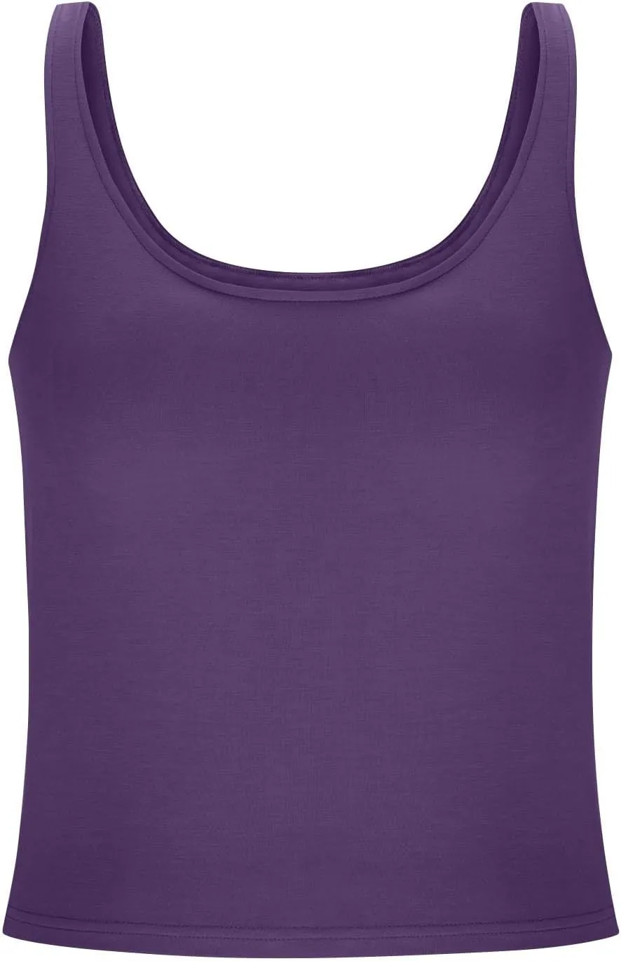 Womens Tank Tops with Built in Bra Summer U Neck Sleeveless Workout Crop Shirts Casual Basic Relaxed Fit Undershirts