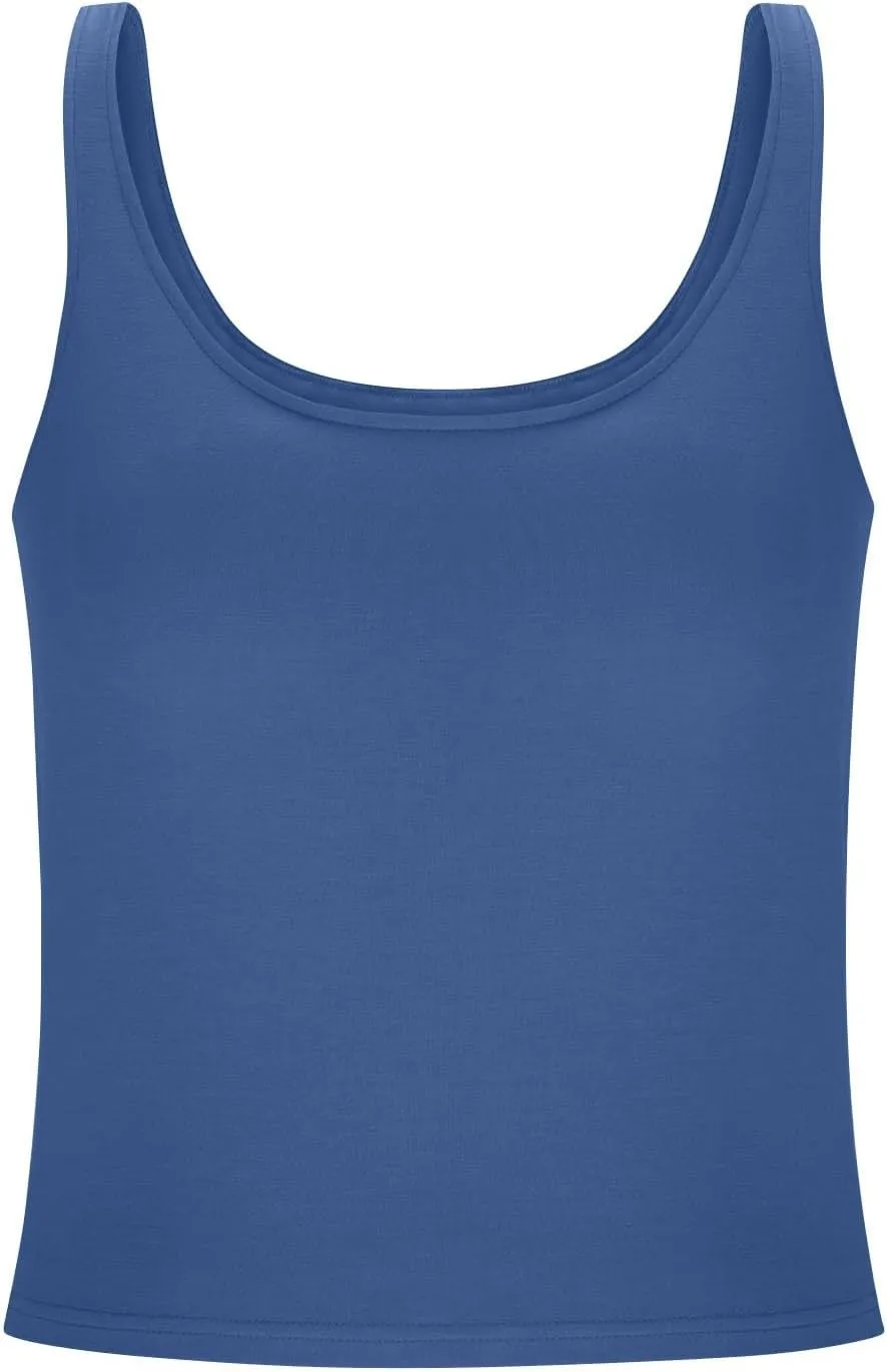 Womens Tank Tops with Built in Bra Summer U Neck Sleeveless Workout Crop Shirts Casual Basic Relaxed Fit Undershirts