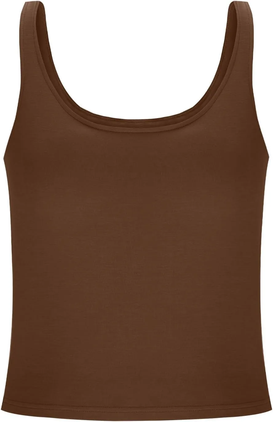 Womens Tank Tops with Built in Bra Summer U Neck Sleeveless Workout Crop Shirts Casual Basic Relaxed Fit Undershirts