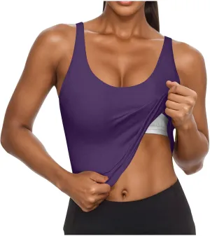 Womens Tank Tops with Built in Bra Summer U Neck Sleeveless Workout Crop Shirts Casual Basic Relaxed Fit Undershirts