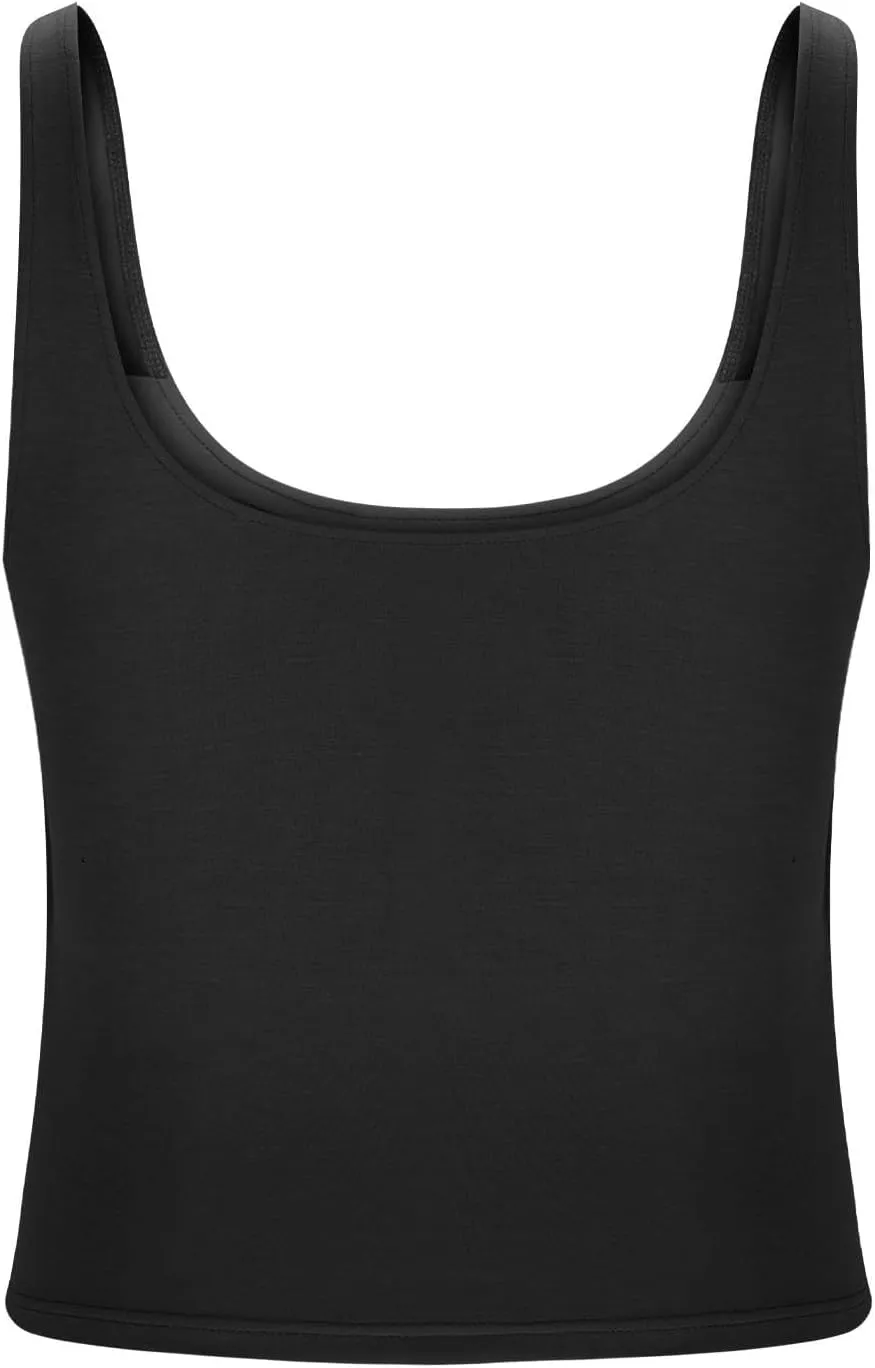 Womens Tank Tops with Built in Bra Summer U Neck Sleeveless Workout Crop Shirts Casual Basic Relaxed Fit Undershirts