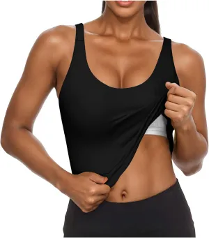 Womens Tank Tops with Built in Bra Summer U Neck Sleeveless Workout Crop Shirts Casual Basic Relaxed Fit Undershirts