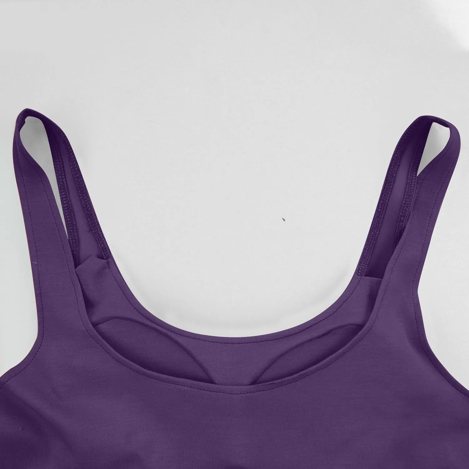 Womens Tank Tops with Built in Bra Summer U Neck Sleeveless Workout Crop Shirts Casual Basic Relaxed Fit Undershirts
