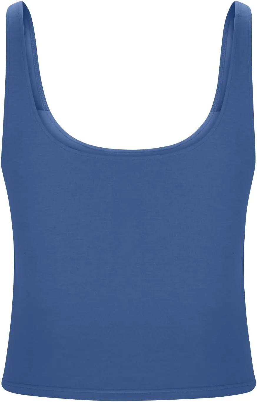 Womens Tank Tops with Built in Bra Summer U Neck Sleeveless Workout Crop Shirts Casual Basic Relaxed Fit Undershirts