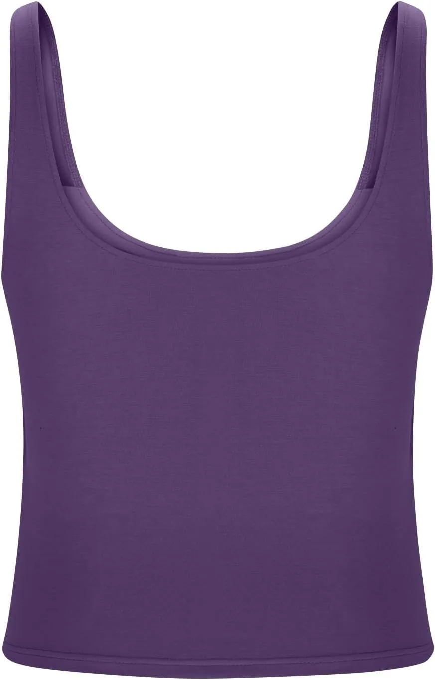 Womens Tank Tops with Built in Bra Summer U Neck Sleeveless Workout Crop Shirts Casual Basic Relaxed Fit Undershirts