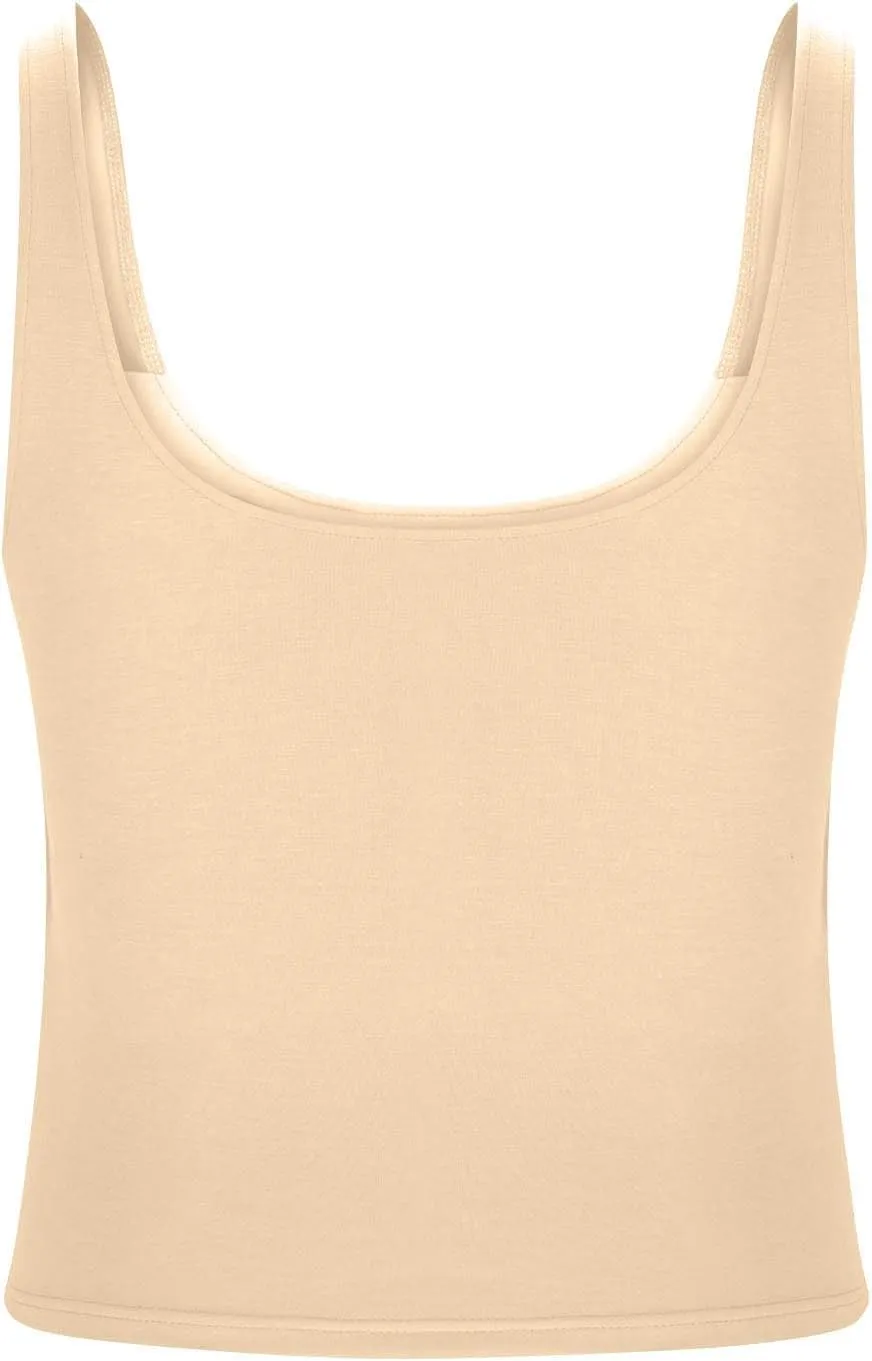 Womens Tank Tops with Built in Bra Summer U Neck Sleeveless Workout Crop Shirts Casual Basic Relaxed Fit Undershirts