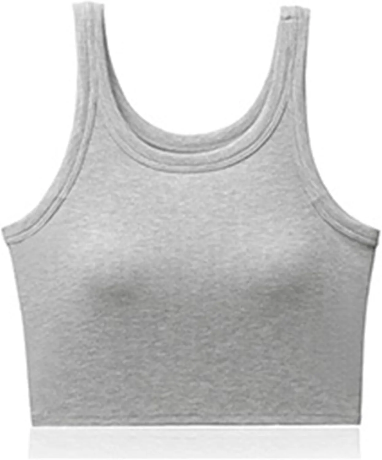 Womens Tank Tops with Bulit Padded Bra Workout Yoga Crop Tops Slim Fit Basic U Neck Active Underwear Ribbed Tanks