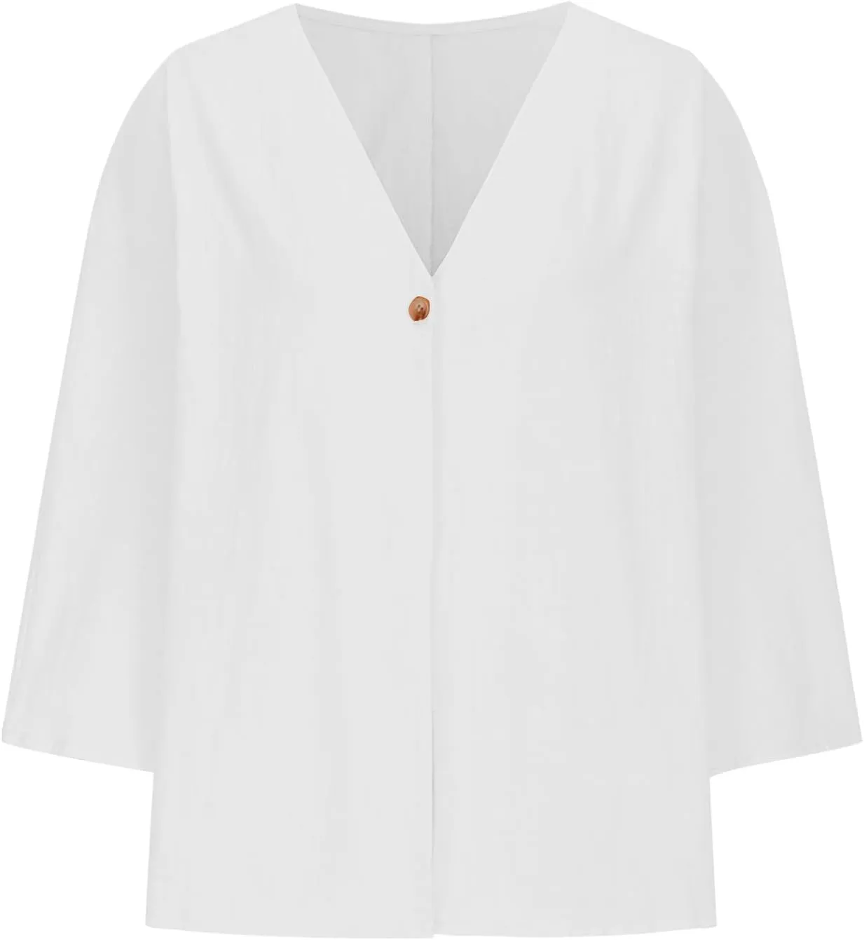 Womens Tops Casual Summer Linen Work Tops Trendy Button Down V Neck Long Sleeve Shirts Oversized Comfy Top Blouses