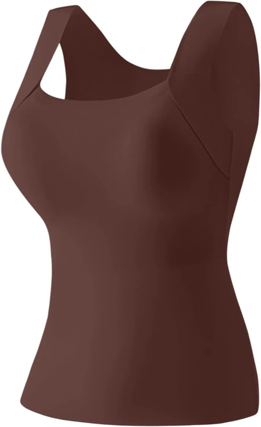 Womens U Neck Shapewear Built-in Bra Tank High Strechy Sleeveless Slim Fit Tanks Camisole Workout Tops