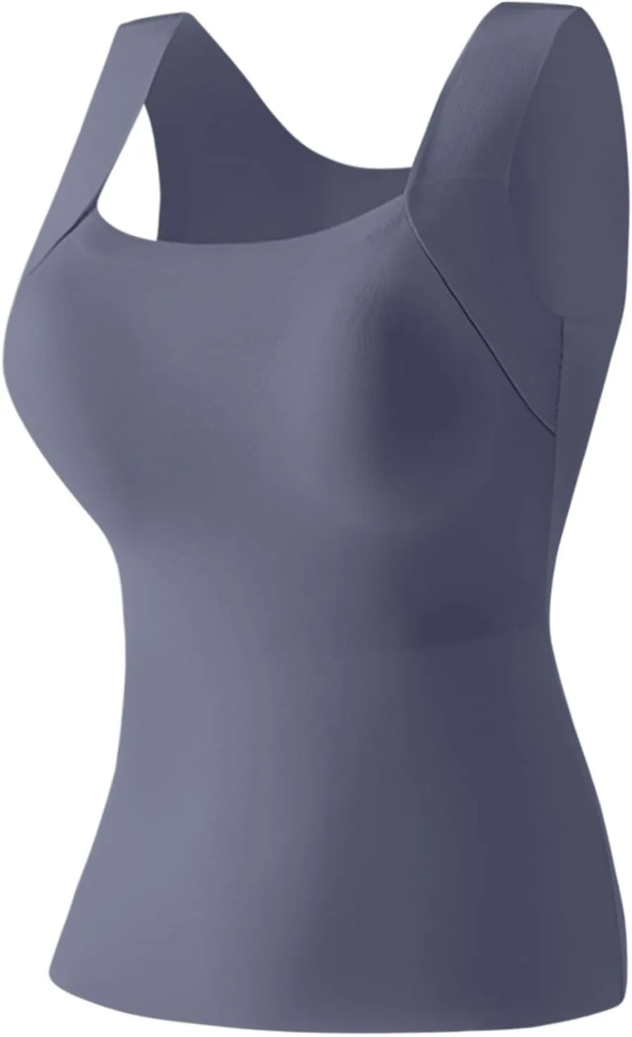 Womens U Neck Shapewear Built-in Bra Tank High Strechy Sleeveless Slim Fit Tanks Camisole Workout Tops