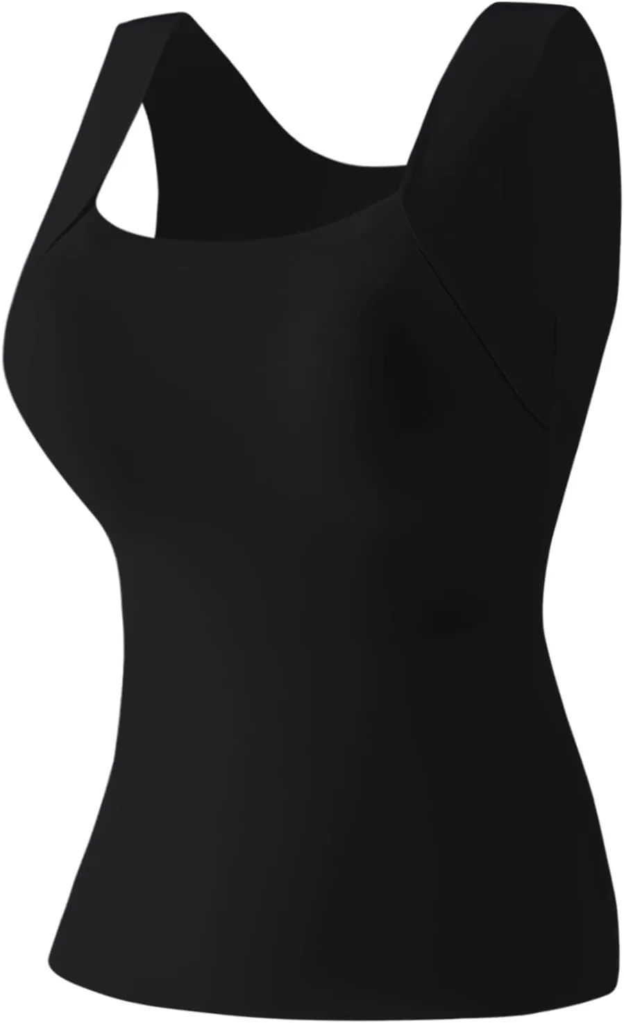 Womens U Neck Shapewear Built-in Bra Tank High Strechy Sleeveless Slim Fit Tanks Camisole Workout Tops