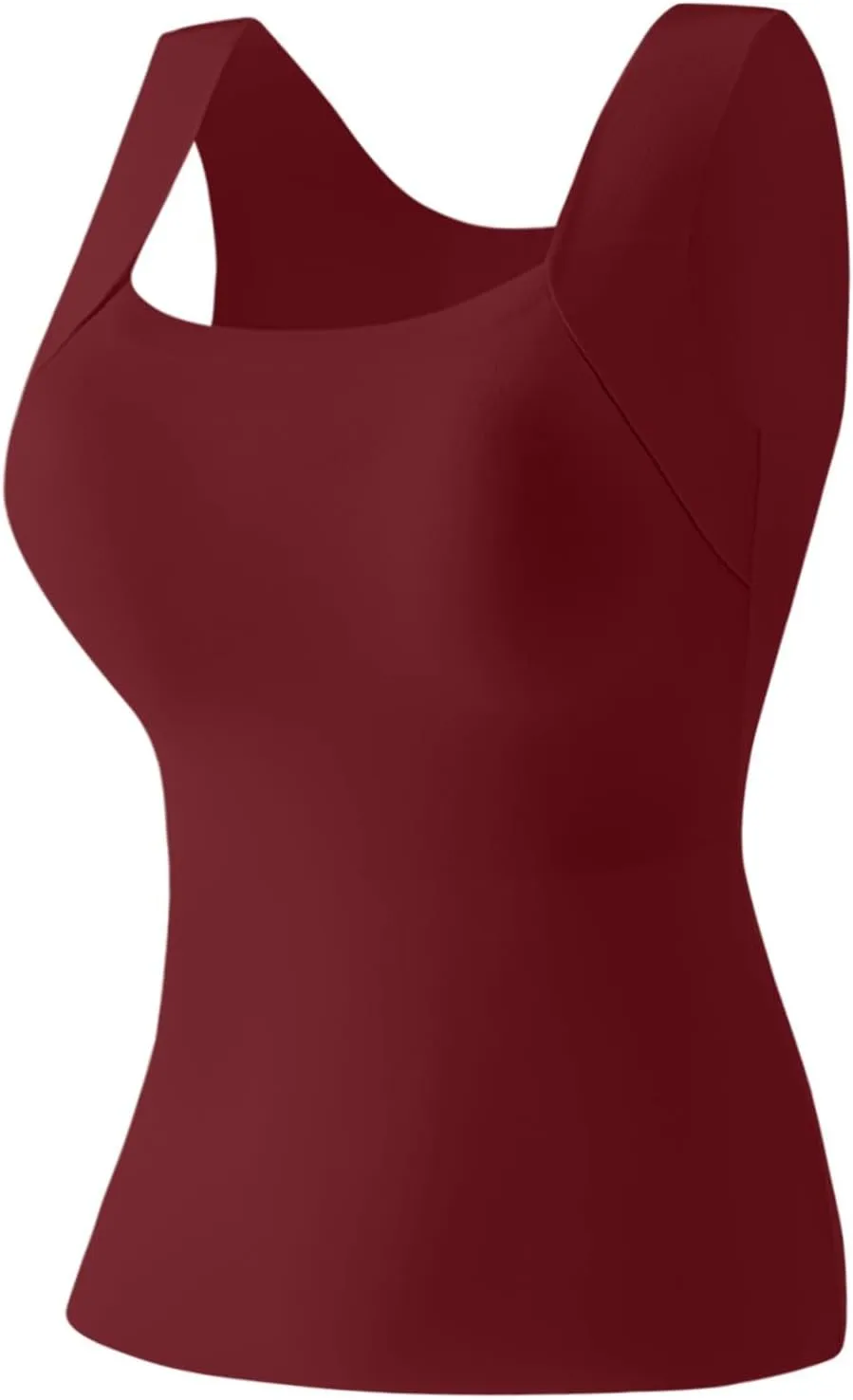 Womens U Neck Shapewear Built-in Bra Tank High Strechy Sleeveless Slim Fit Tanks Camisole Workout Tops