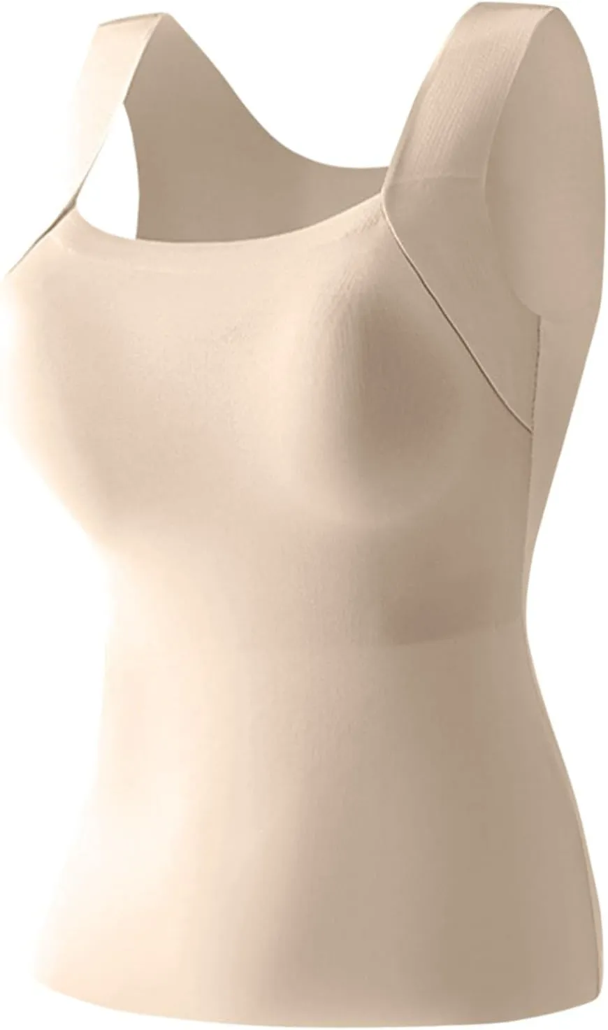 Womens U Neck Shapewear Built-in Bra Tank High Strechy Sleeveless Slim Fit Tanks Camisole Workout Tops
