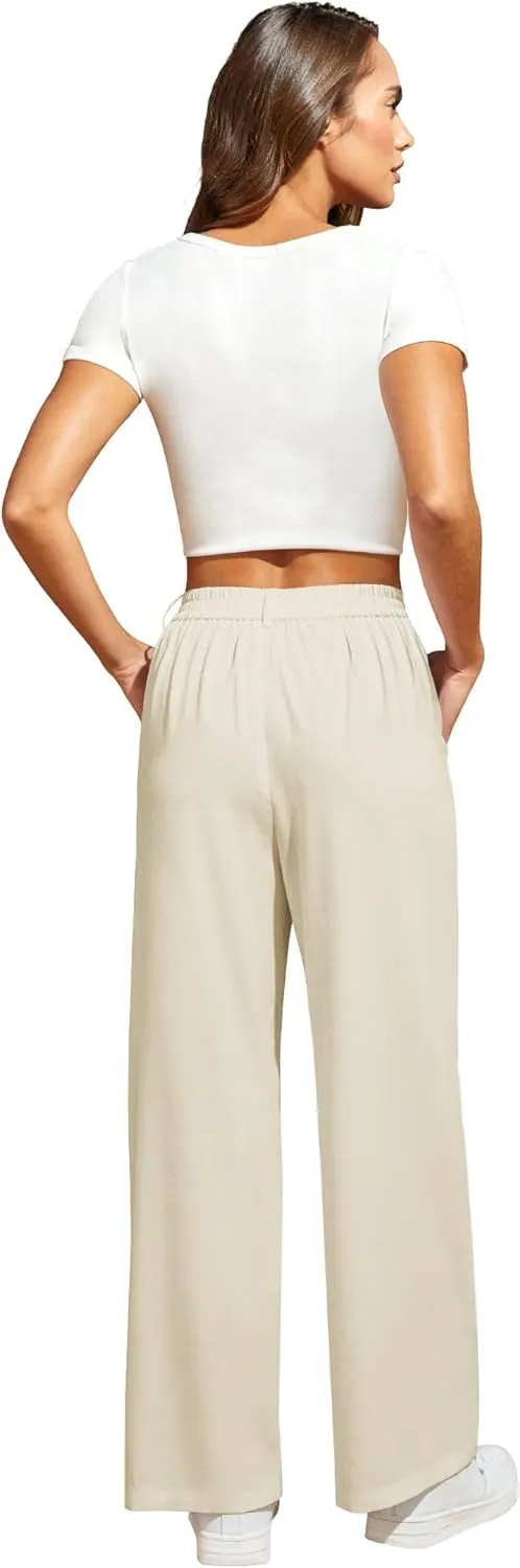 Women's Wide Leg Pants High Waisted Dress Work Pants Business Casual Slacks Trousers with Pockets
