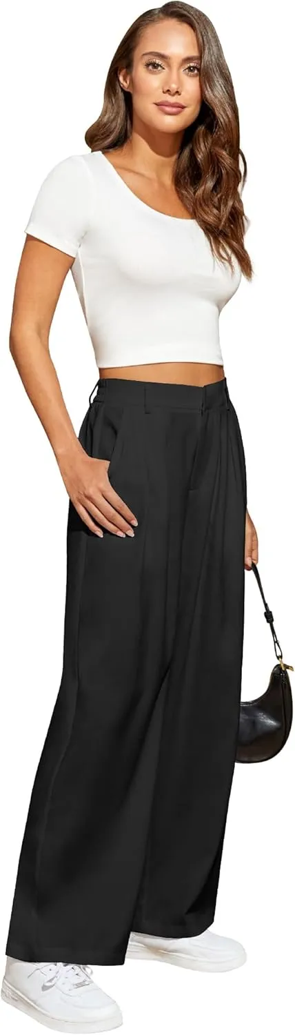 Women's Wide Leg Pants High Waisted Dress Work Pants Business Casual Slacks Trousers with Pockets