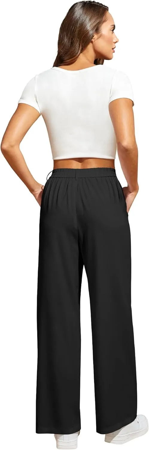 Women's Wide Leg Pants High Waisted Dress Work Pants Business Casual Slacks Trousers with Pockets