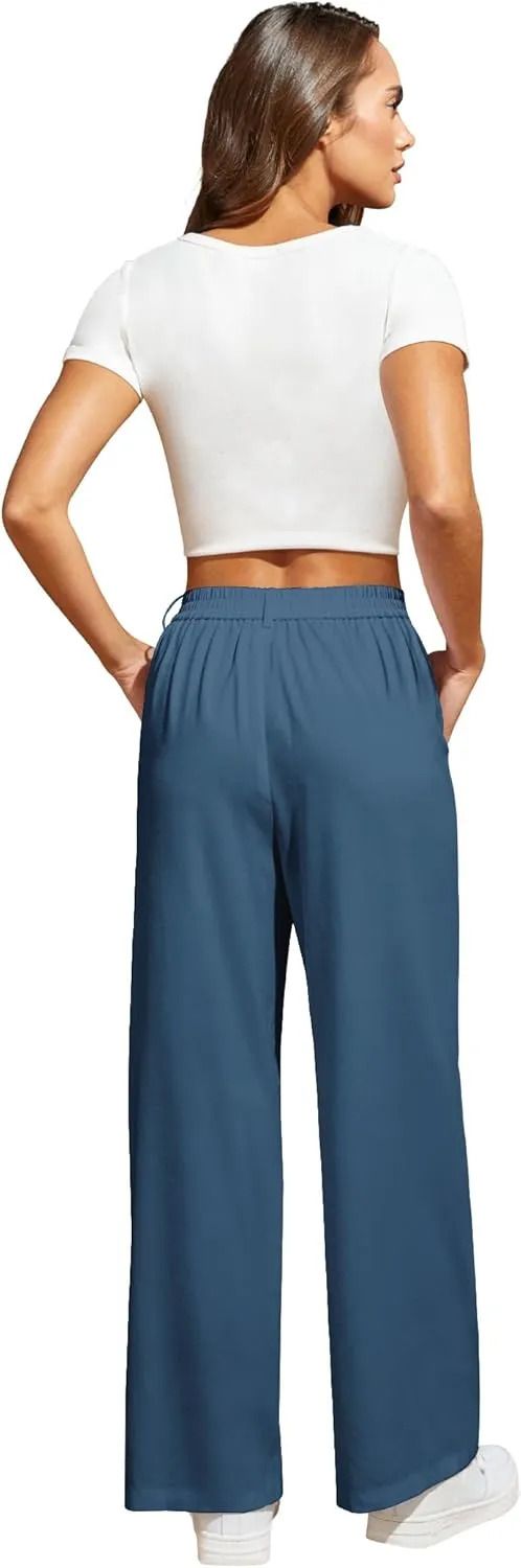 Women's Wide Leg Pants High Waisted Dress Work Pants Business Casual Slacks Trousers with Pockets