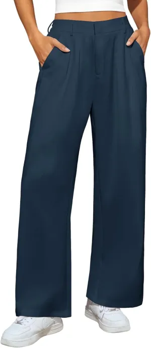 Women's Wide Leg Pants High Waisted Dress Work Pants Business Casual Slacks Trousers with Pockets