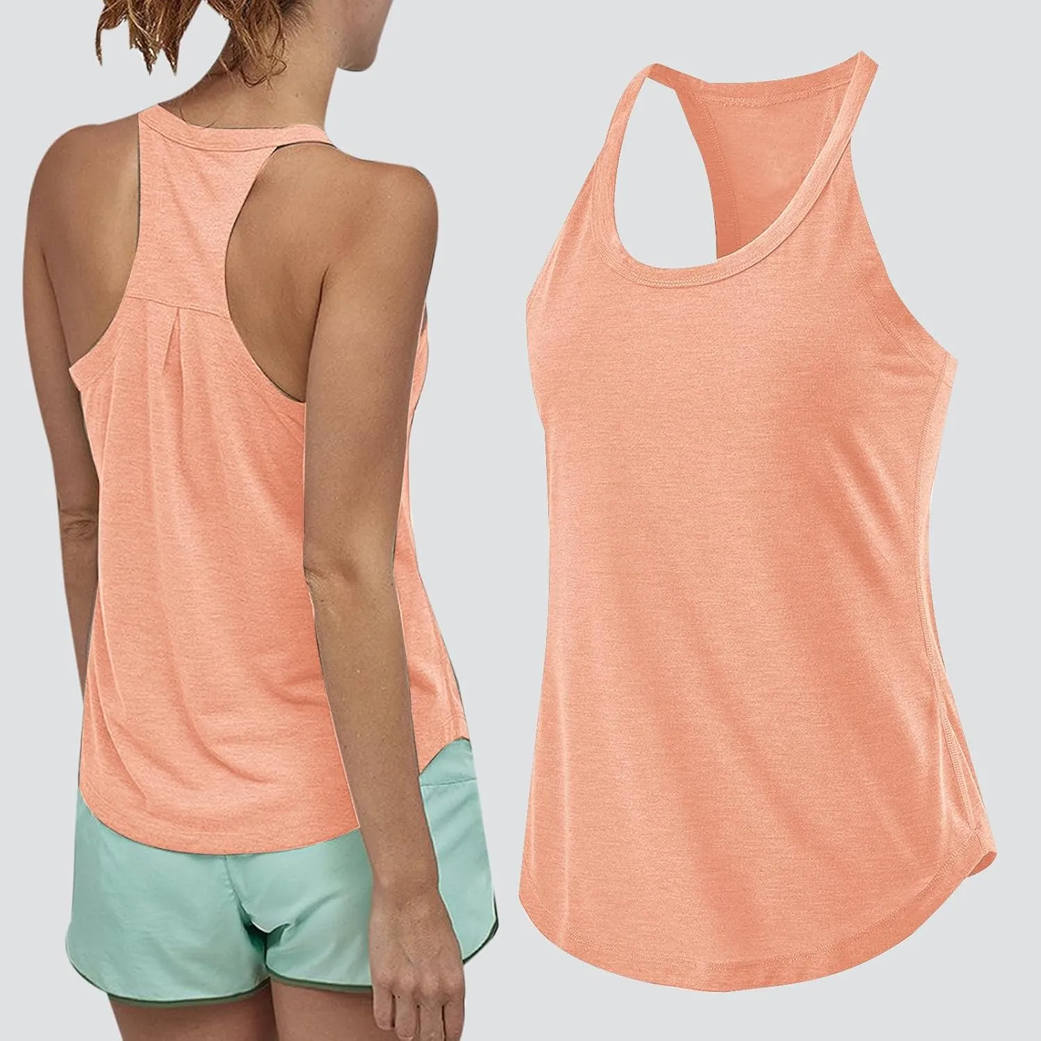 Workout Long Tank Tops for Women Casual Loose Tanks Top Fashion Racerback Vest Yoga Athletic Tees Sleeveless Shirts