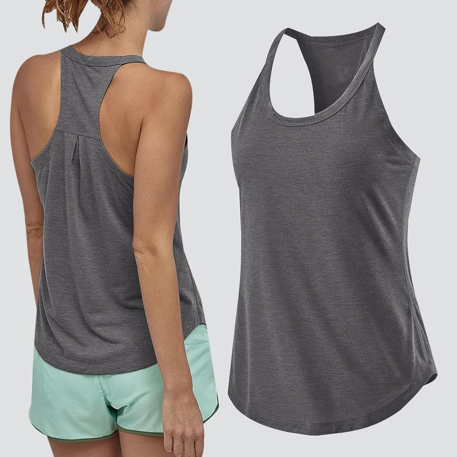 Workout Long Tank Tops for Women Casual Loose Tanks Top Fashion Racerback Vest Yoga Athletic Tees Sleeveless Shirts