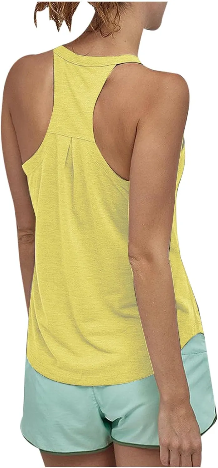 Workout Long Tank Tops for Women Casual Loose Tanks Top Fashion Racerback Vest Yoga Athletic Tees Sleeveless Shirts