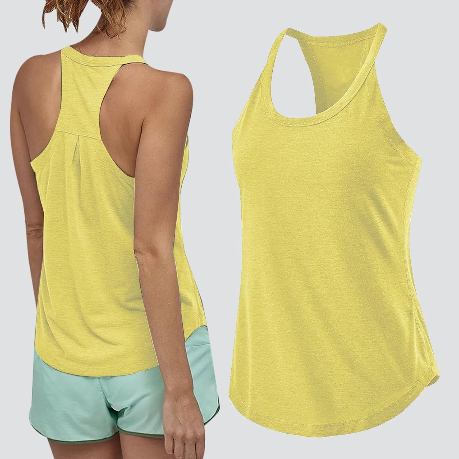 Workout Long Tank Tops for Women Casual Loose Tanks Top Fashion Racerback Vest Yoga Athletic Tees Sleeveless Shirts