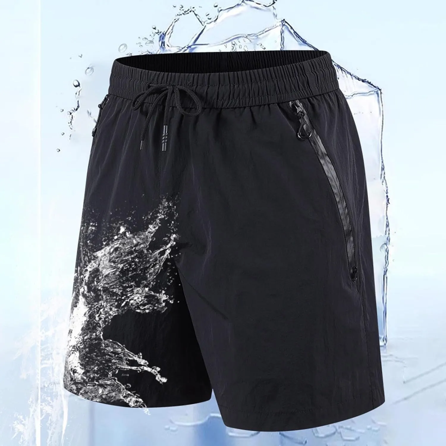 Xiaojmake Mens Quick Dry Ice Silk Shorts Loose Active Stretch Thin Workout Shorts with Zipper Pockets Training Sports Short