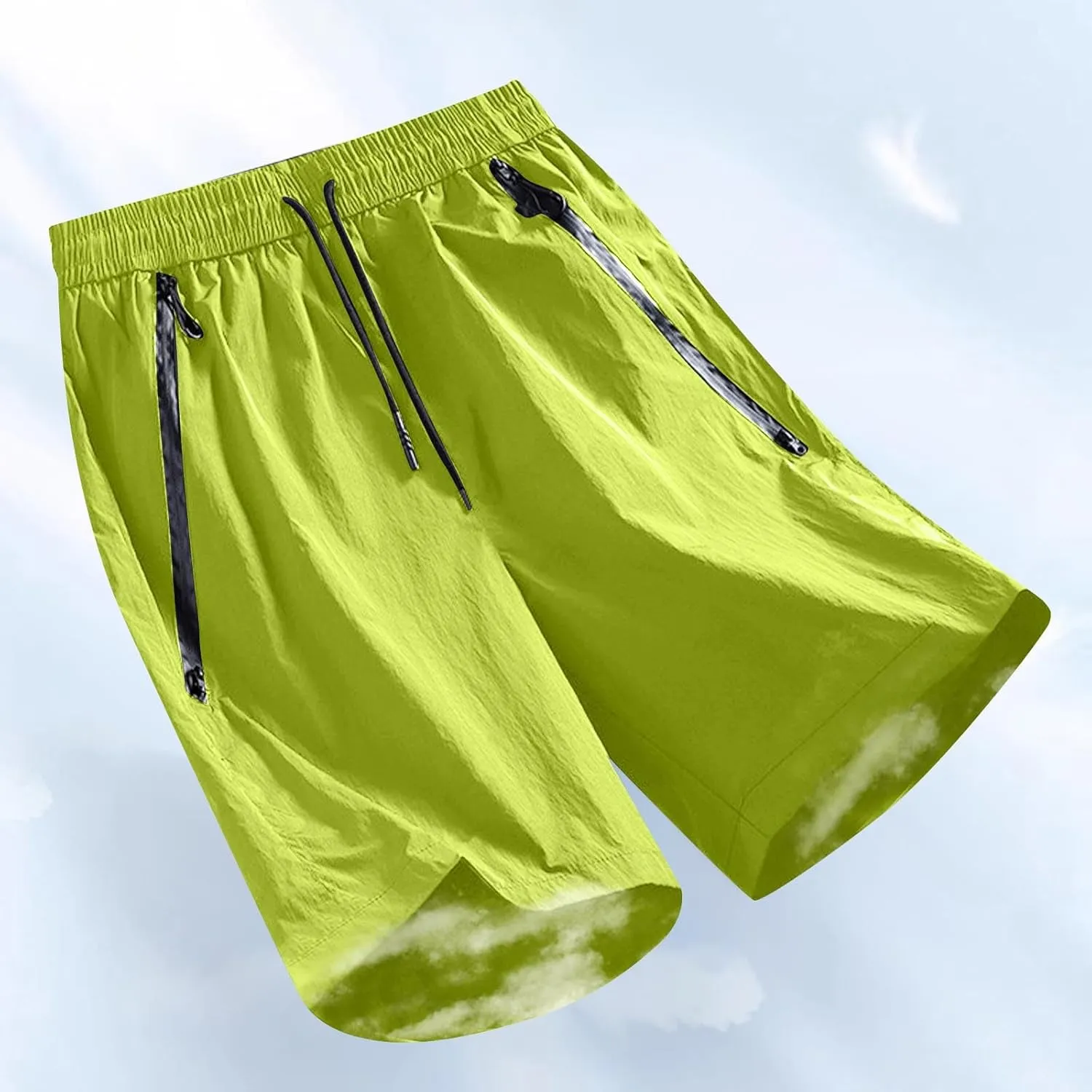 Xiaojmake Mens Quick Dry Ice Silk Shorts Loose Active Stretch Thin Workout Shorts with Zipper Pockets Training Sports Short