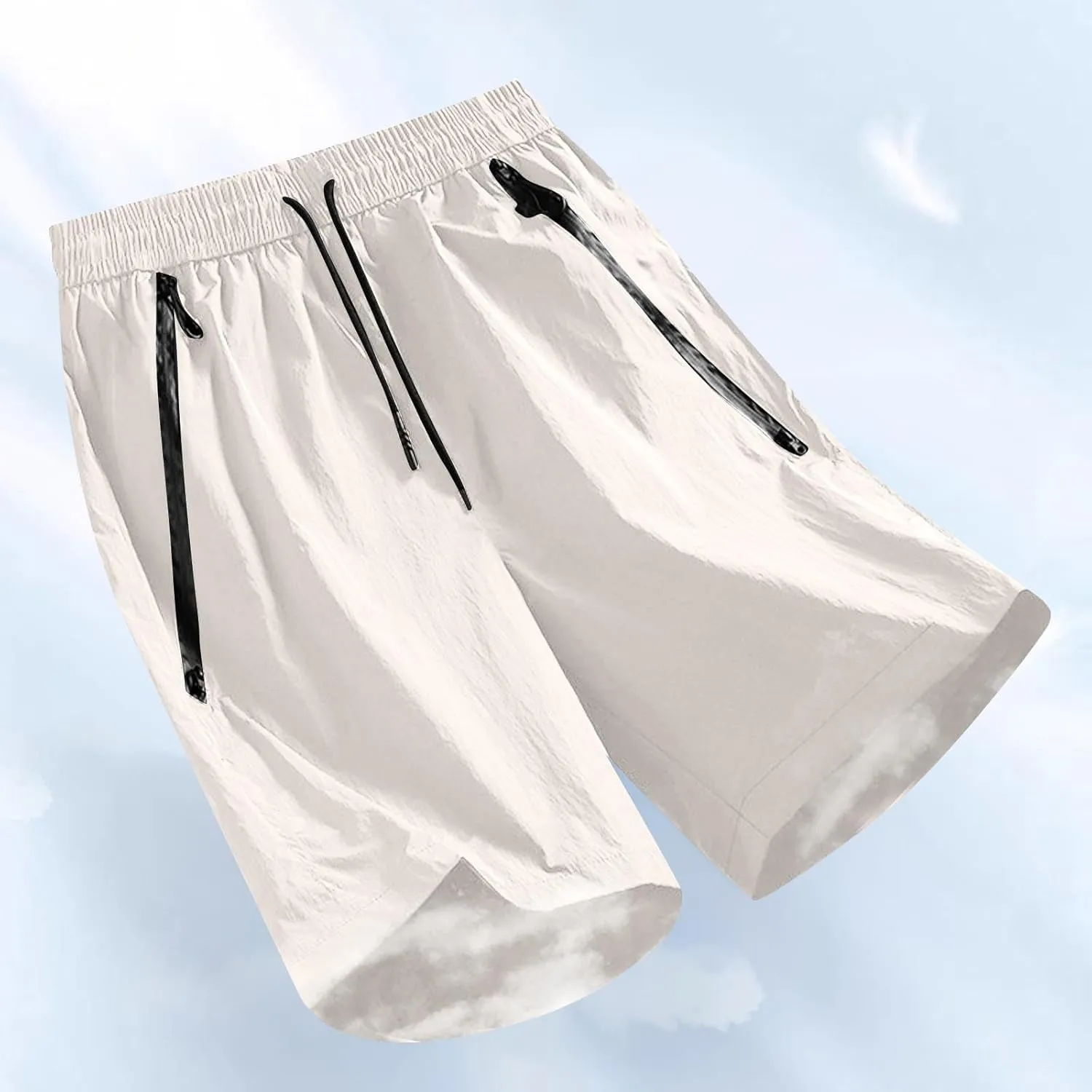 Xiaojmake Mens Quick Dry Ice Silk Shorts Loose Active Stretch Thin Workout Shorts with Zipper Pockets Training Sports Short