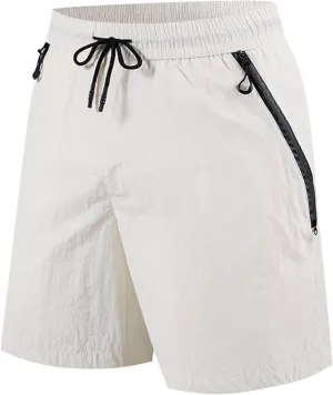 Xiaojmake Mens Quick Dry Ice Silk Shorts Loose Active Stretch Thin Workout Shorts with Zipper Pockets Training Sports Short