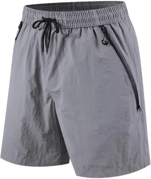 Xiaojmake Mens Quick Dry Ice Silk Shorts Loose Active Stretch Thin Workout Shorts with Zipper Pockets Training Sports Short