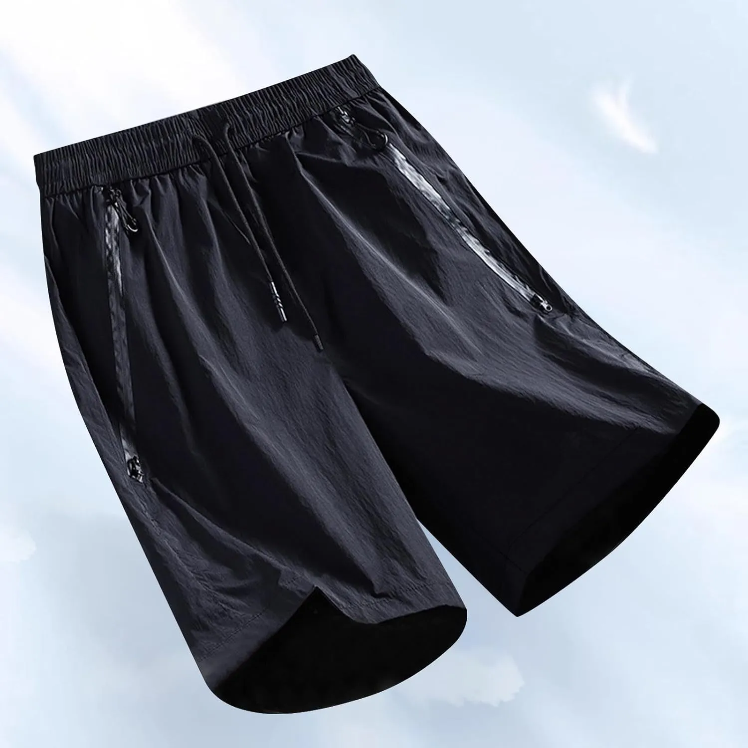 Xiaojmake Mens Quick Dry Ice Silk Shorts Loose Active Stretch Thin Workout Shorts with Zipper Pockets Training Sports Short