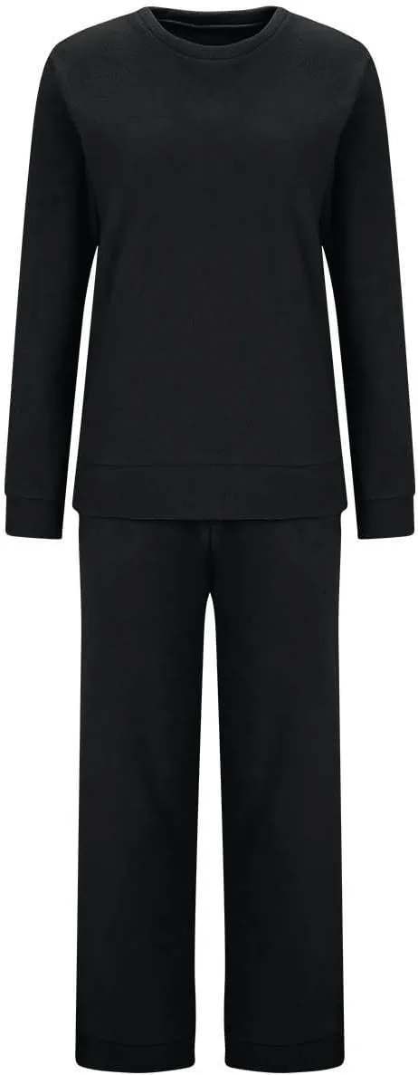 YRAETENM Lounge Sets for Women Fuzzy Fleece Long Sleeve 2 Piece Loungewear Outfits Sweater Pants Soft Lightweight Pajama Sets