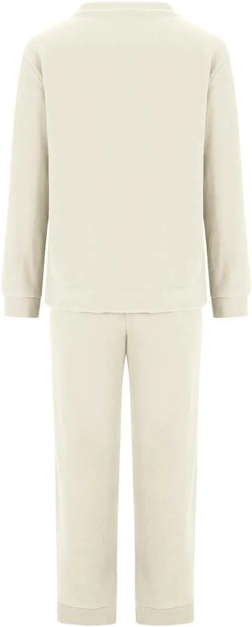 YRAETENM Lounge Sets for Women Fuzzy Fleece Long Sleeve 2 Piece Loungewear Outfits Sweater Pants Soft Lightweight Pajama Sets
