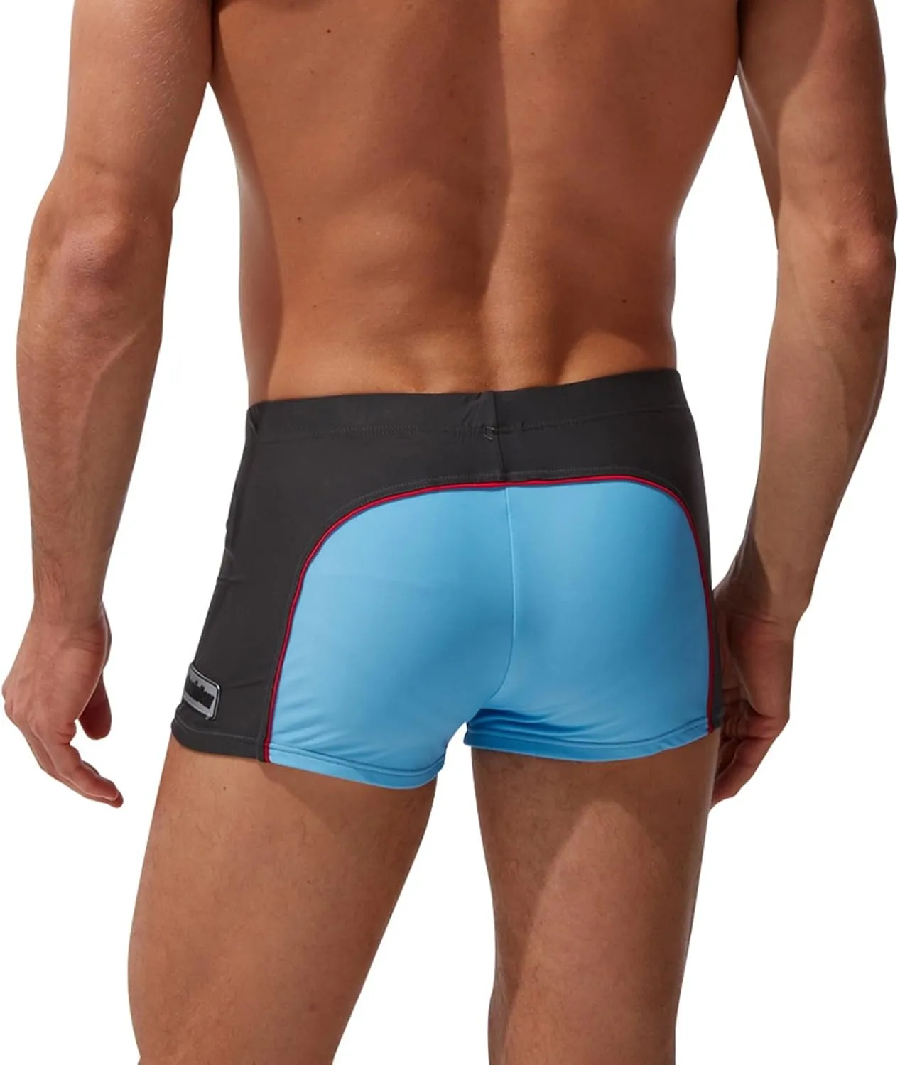 ZEFOTIM Mens Swim Shorts Drawstring Funny Color Block Trunks Fashions Surf Swimsuits