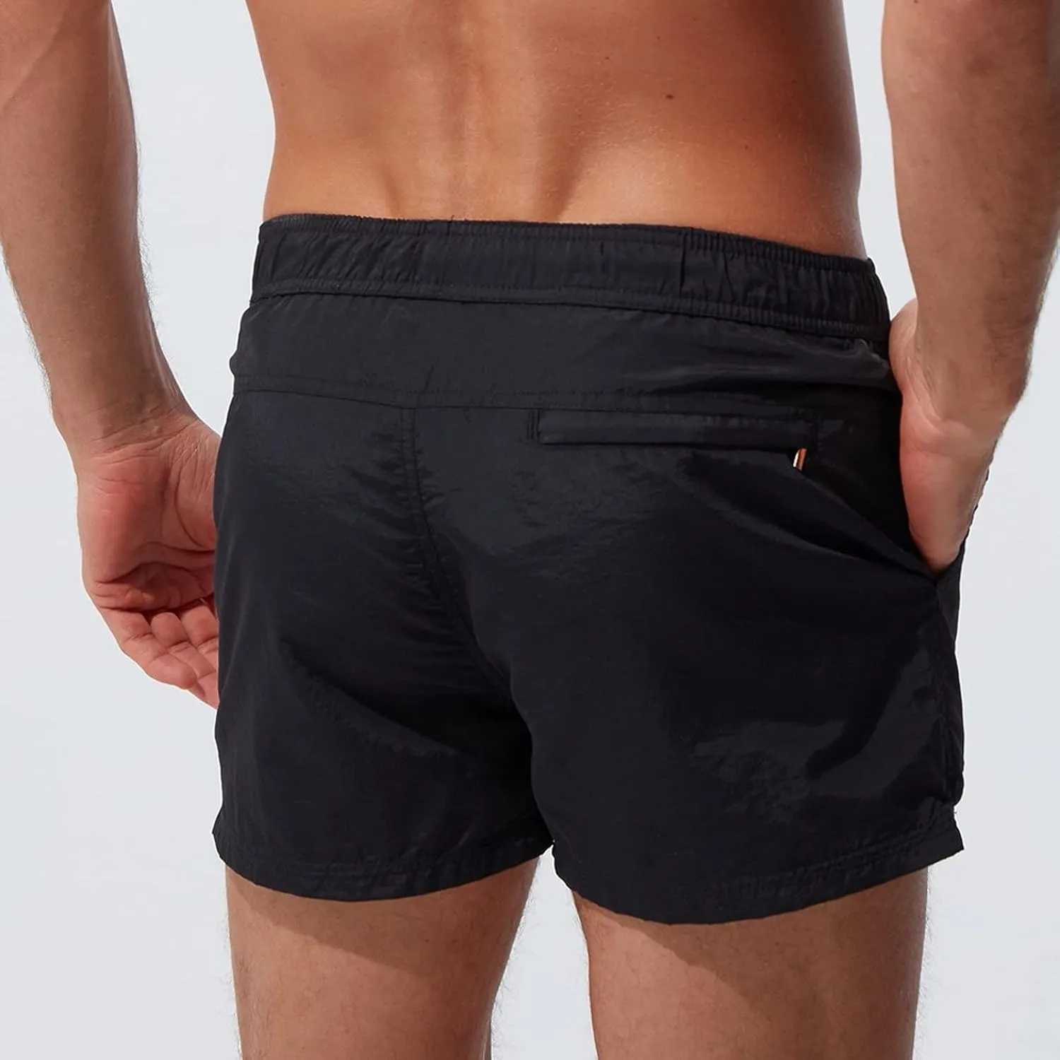 ZEFOTIM Mens Swim Shorts Drawstring Funny Solid Color Trunks Beach Surf Swimwear with Zipper Pockets