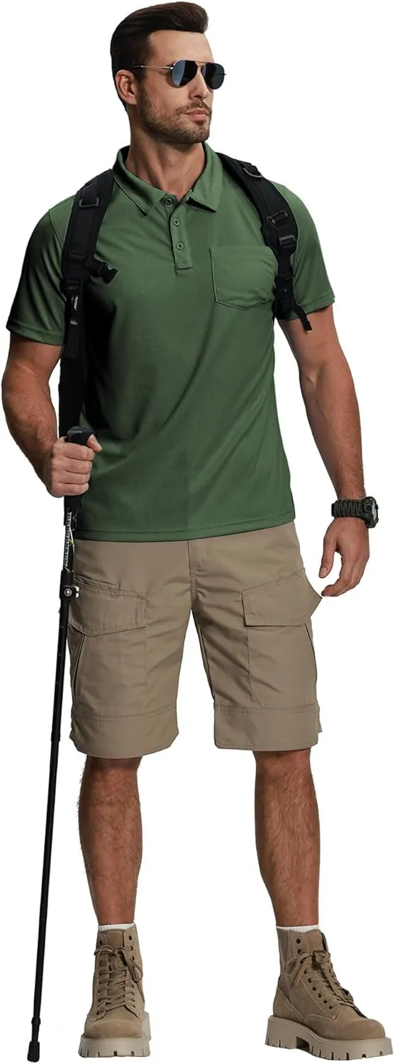 ZITY 5 Pack Polo Shirts for Men with Pocket Dry Quickly Short Sleeve Athletic Outdoor Work Collared Shirts