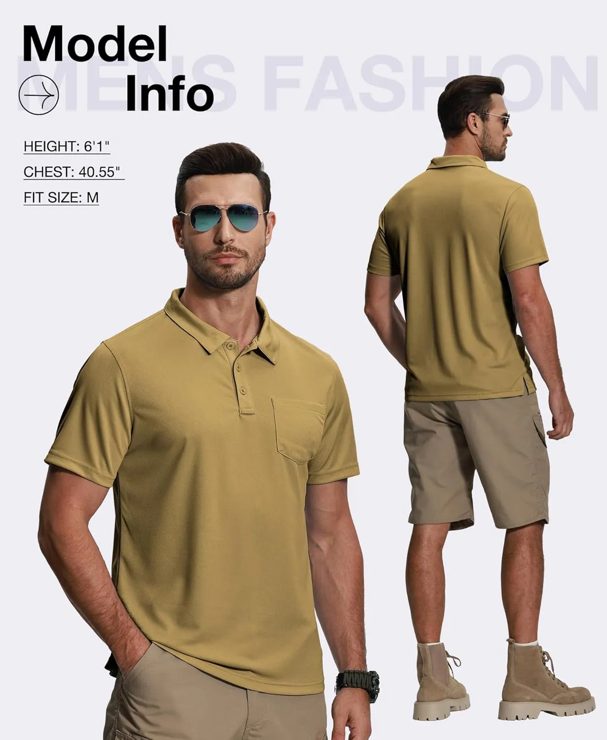 ZITY 5 Pack Polo Shirts for Men with Pocket Dry Quickly Short Sleeve Athletic Outdoor Work Collared Shirts