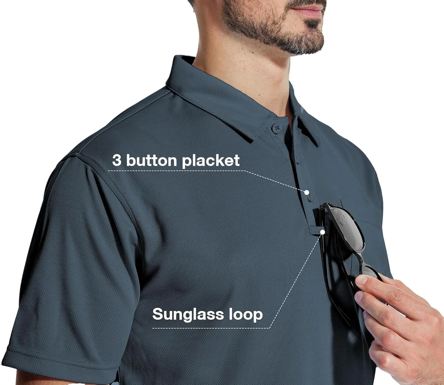 ZITY 5 Pack Polo Shirts for Men with Pocket Dry Quickly Short Sleeve Athletic Outdoor Work Collared Shirts
