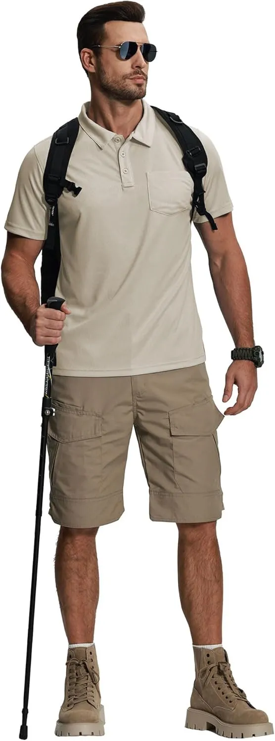 ZITY 5 Pack Polo Shirts for Men with Pocket Dry Quickly Short Sleeve Athletic Outdoor Work Collared Shirts